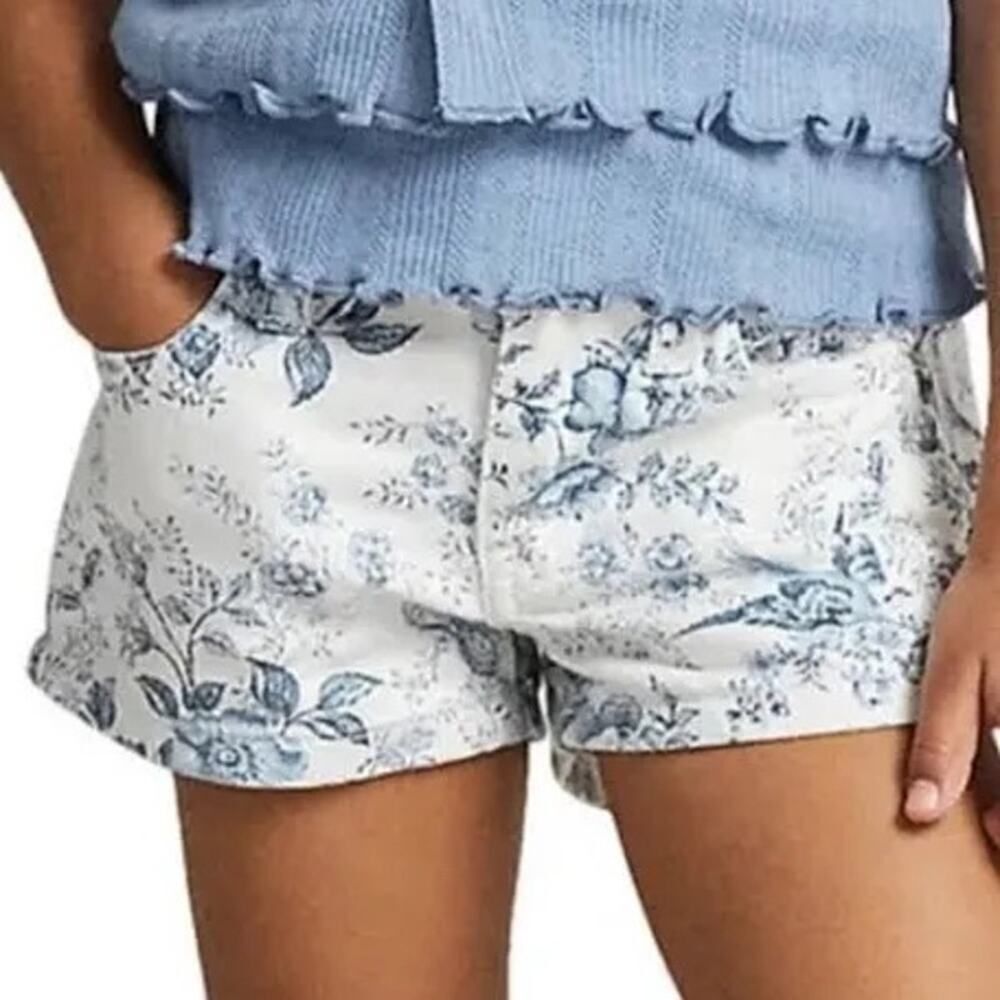 Polo Ralph Lauren Floral Blue and White Denim Shorts Girls Size 5